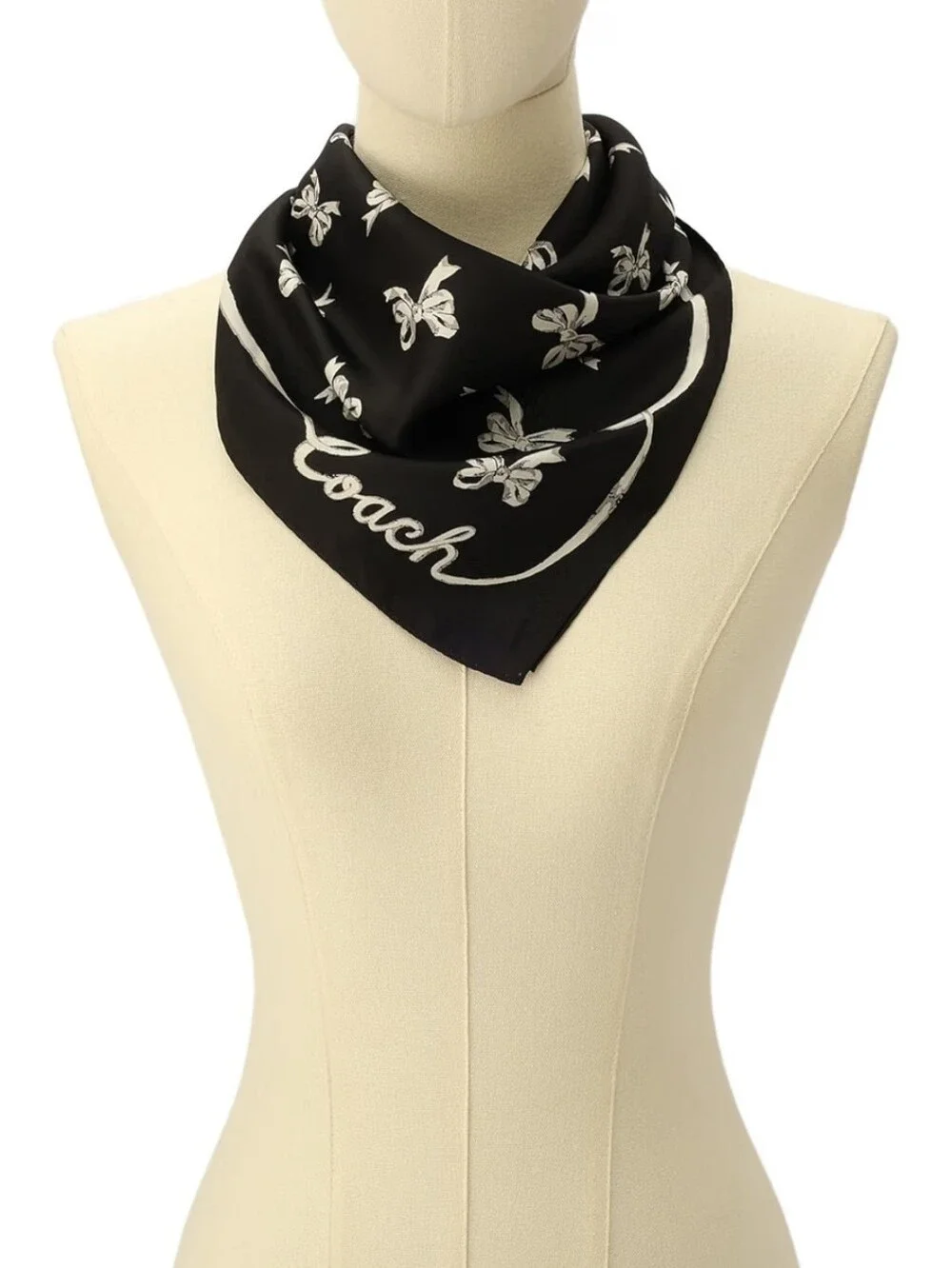 Coach Black Bows Print Women's Silk Scarf/Bandana NWT